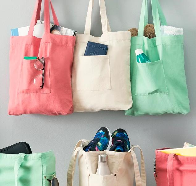 Mint Green Washed Canvas Tote Bag - 14" x 14" x 5"